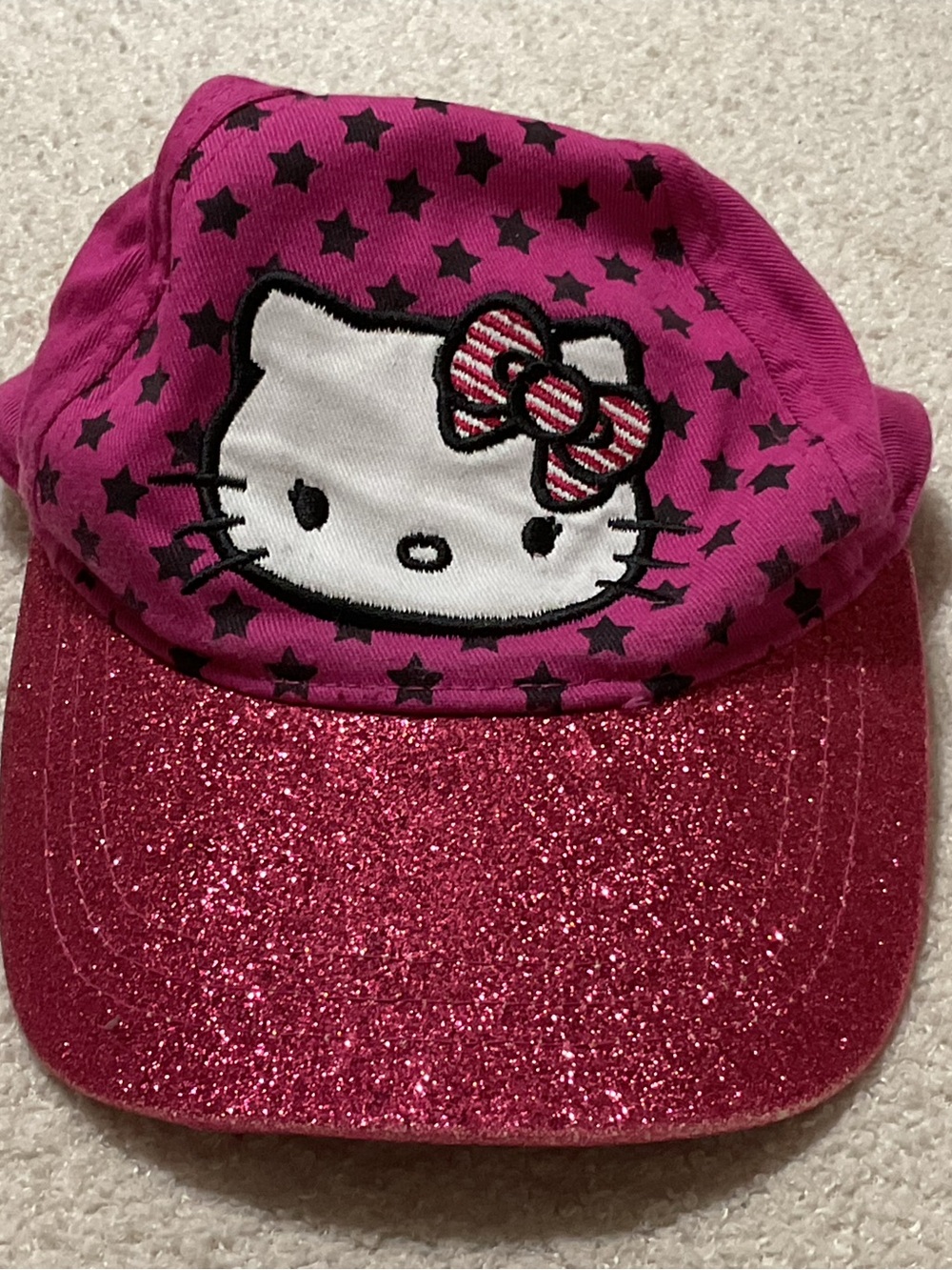 Hello Kitty Bright Pink Glitter Visor Cap with Star Print